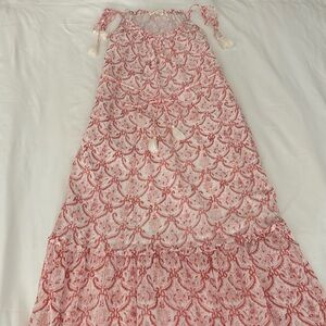 Lovestitch coral printed tassel straps maxi